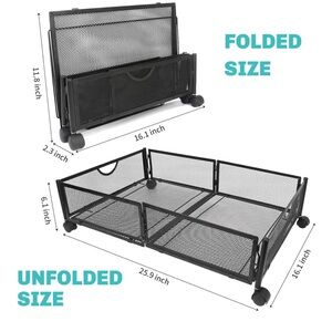 Black Metal Rolling Underbed Storage Organizer